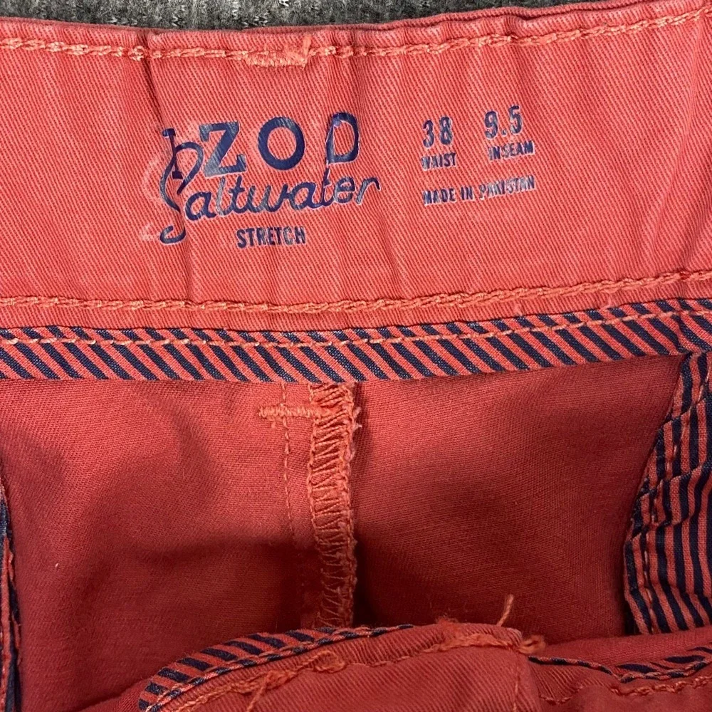 IZOD Saltwater Stretch Chino Shorts Mens 38 Coral Pink Blue Floral Bundle 2 Pack